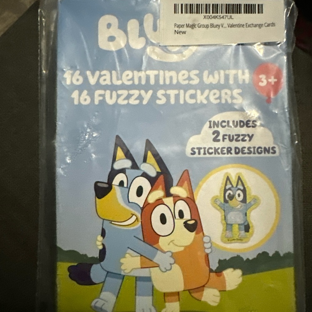Bluey Valentine's Exchange Cards with Fuzzy Stickers